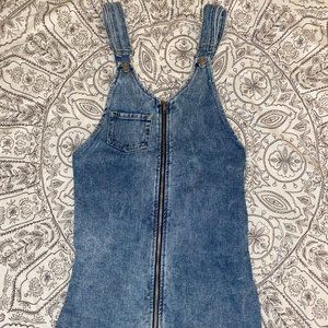 trendy pacsun medium wash jean overall dress